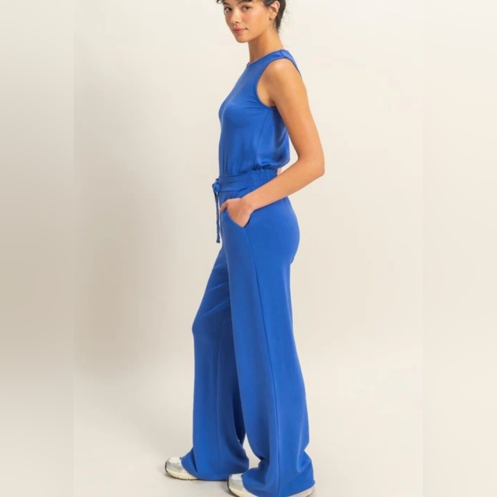 (NWOT) Royal Blue Sleeveless Jumpsuit - Picture 6 of 7